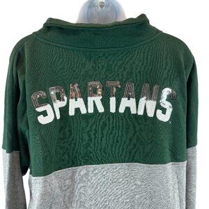 NWT Colosseum Women's L Michigan State Spartans 3/4 Zip Pullover Sweatshirt